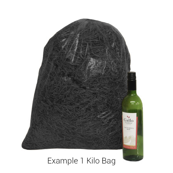 Black Zig Zag Shredded Paper from stock in 10 kilo bales. Ideal